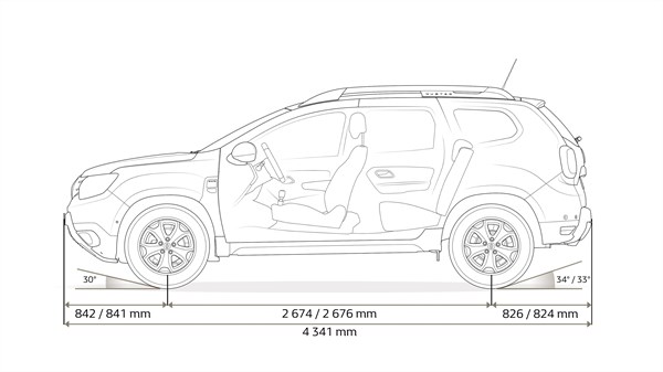 All-New  Renault Duster side view with dimensions